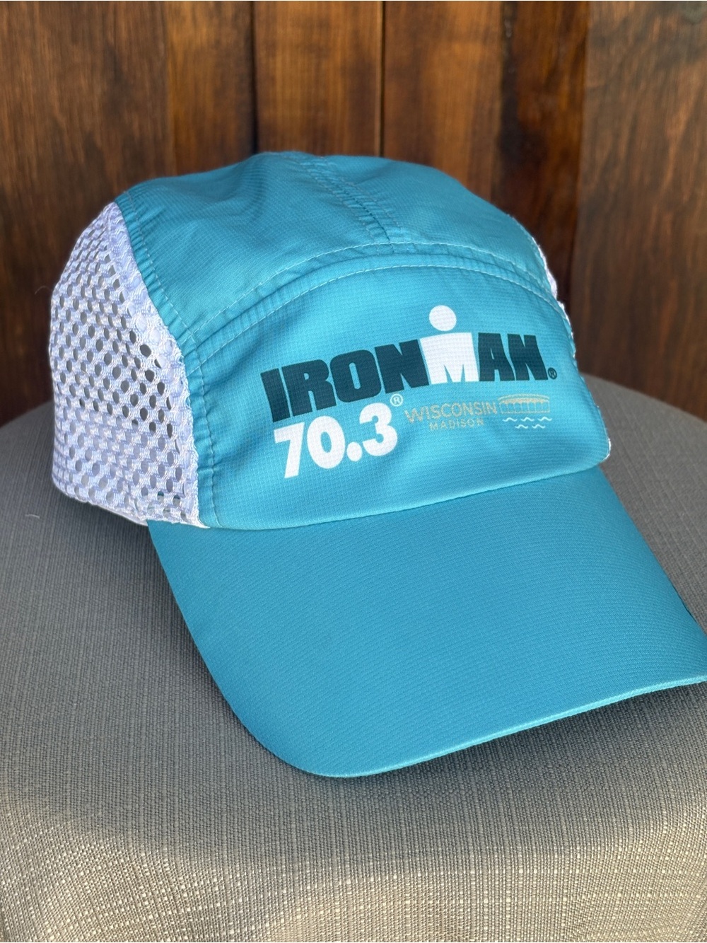 Ironman 70.3 Wisconsin Blue Mesh Running Hat Performance Cap